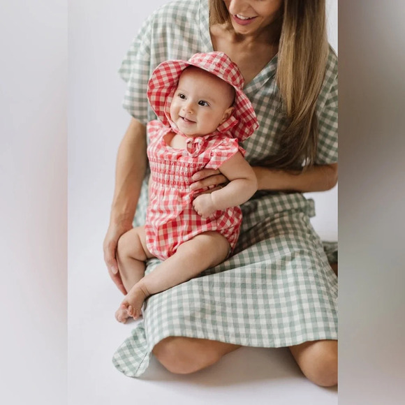 Pehr Green checked Caftan  Dress, One Size - Picture 4 of 13